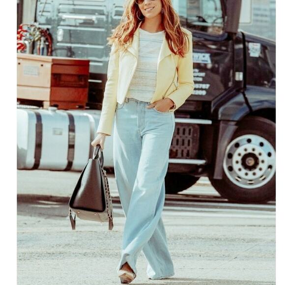 GENERATION LOVE Spencer lemon yellow leather classic biker moto jacket Sz XS NEW - Picture 12 of 12